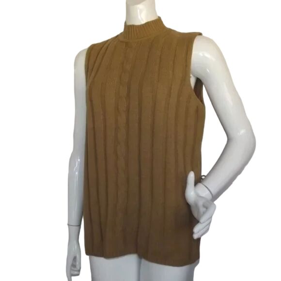 new MAGGIE MCNAUGHTON Sweater/Knit Top, 1X, Sleeveless, Caramel Brown - Picture 3 of 12